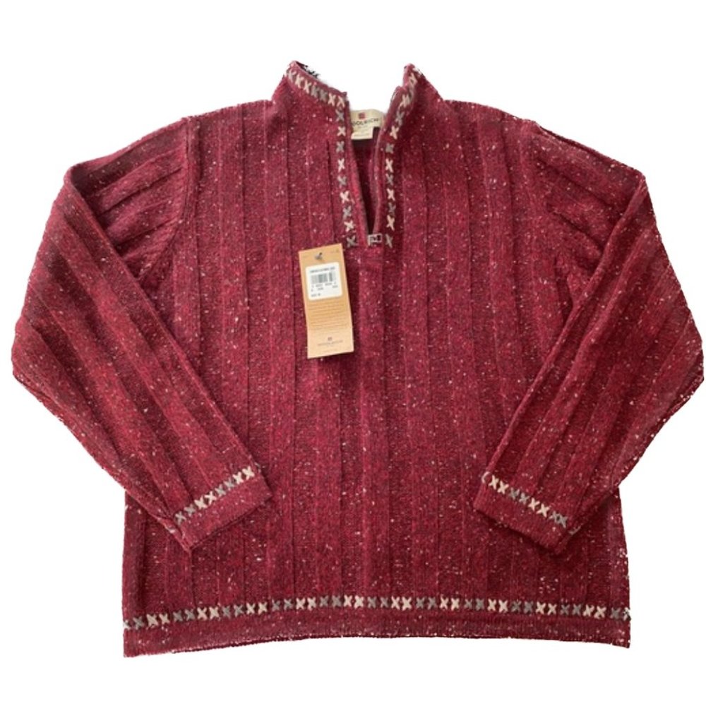 Woolrich Wool Blend Sweater 1/4 Zip Deep Ruby Heather Pullover Medium NWT